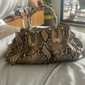 Gucci brown python pop bamboo handbag tote roccia